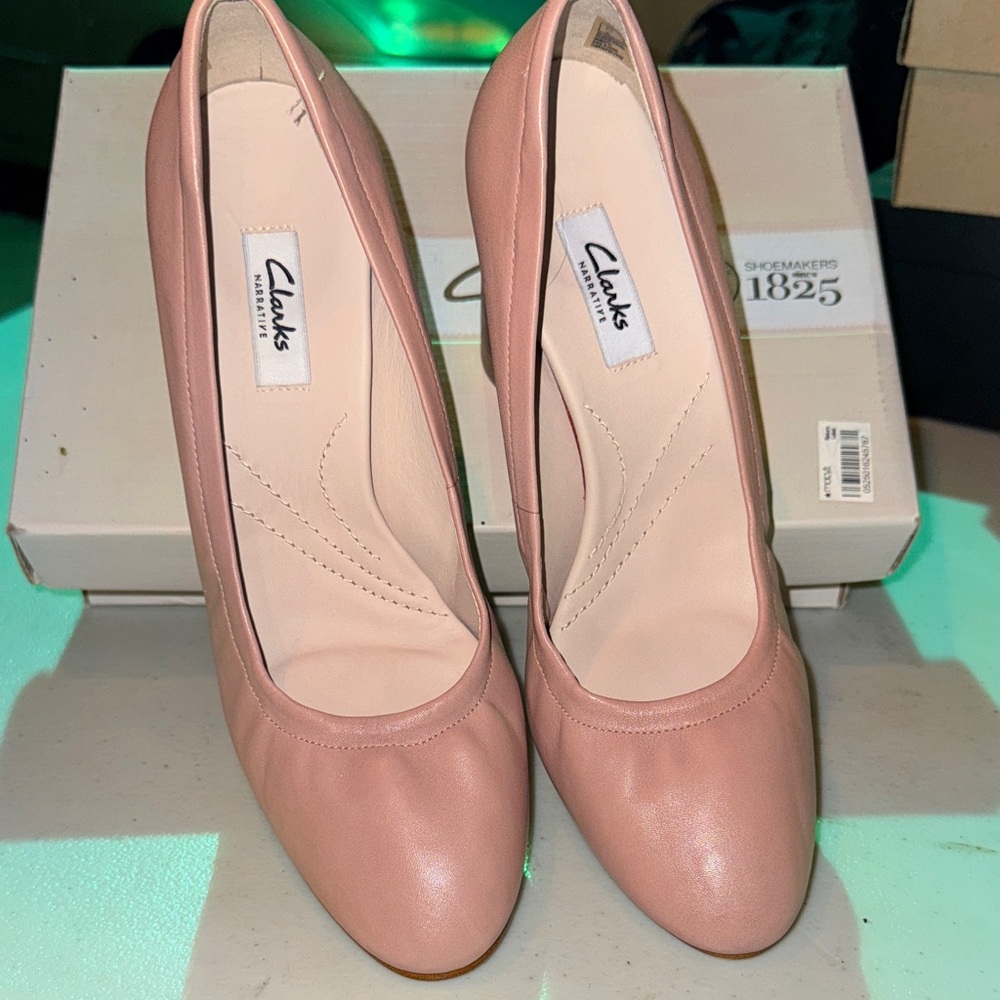 Clark Grace Eva Dusty Pink Leather Heels - 10 M - Like New